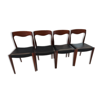 Set of 4 vintage Scandinavian teak chairs from the 1970s