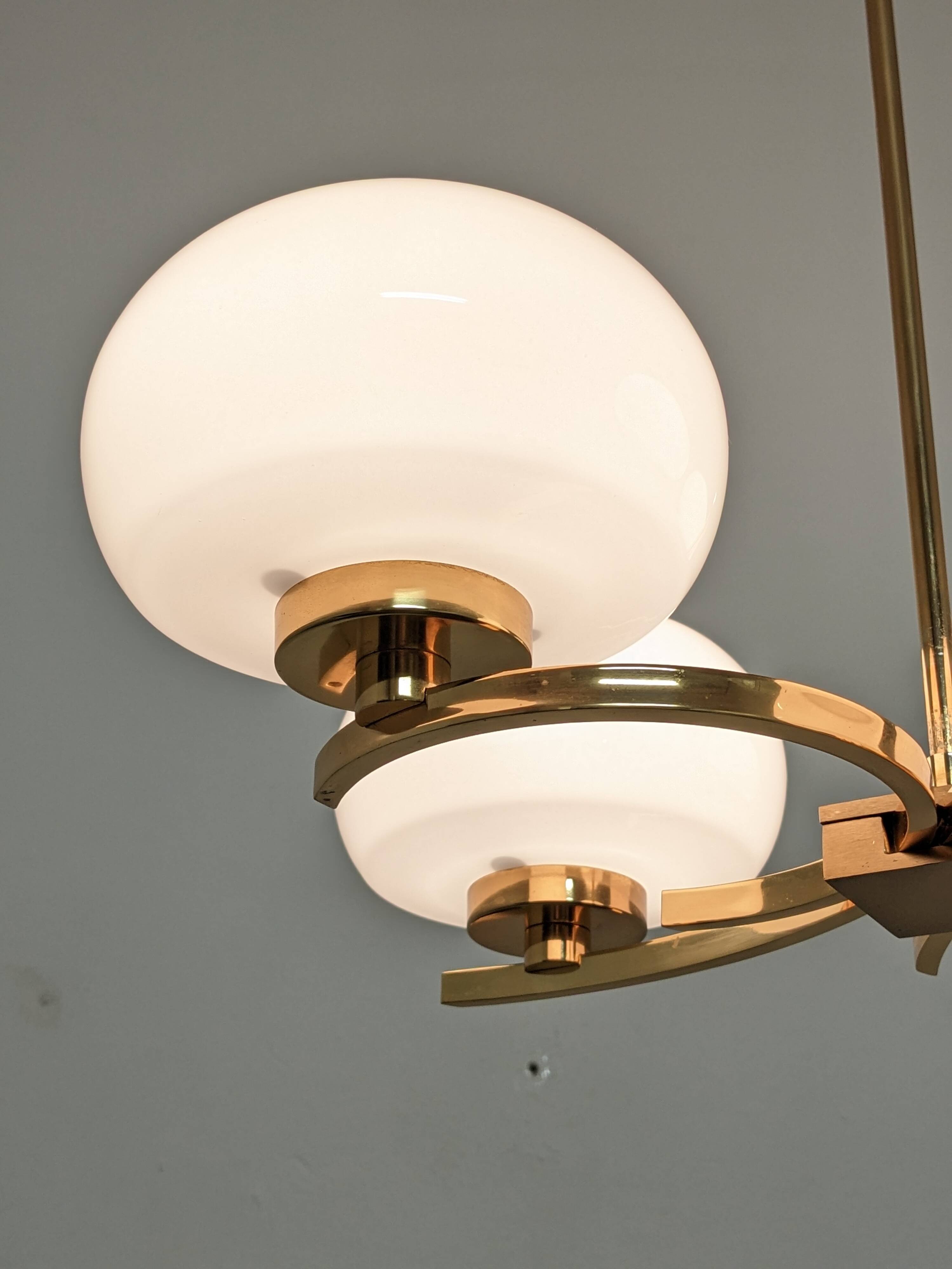 Arlus chandelier with 4 brass lights from the 50s/60s