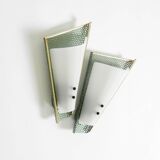 Pair of beautiful mint green Mid Century Modern perforated sheet metal wall