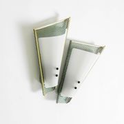 Pair of beautiful mint green Mid Century Modern perforated sheet metal wall