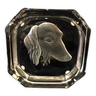 Crystal ashtray of wean's dachshund head