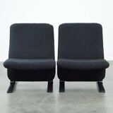 Set of 2 comfortable black vintage design armchairs