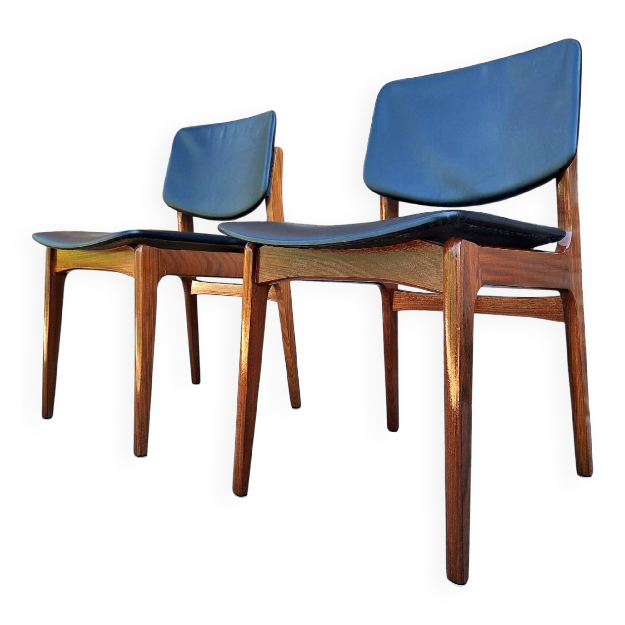 Pair of vintage Scandinavian chairs, antique seating furniture.