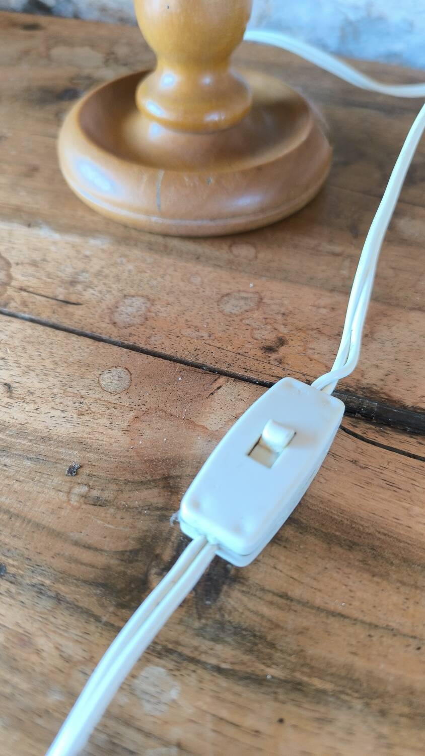 Turned wood table lamp