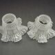 Pair French 1930s White Opaque Patterned Glass Replacement Shades 0161