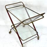 Mid-century brass and wood bar cart, Italy 1950s