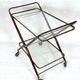Mid-century brass and wood bar cart, Italy 1950s