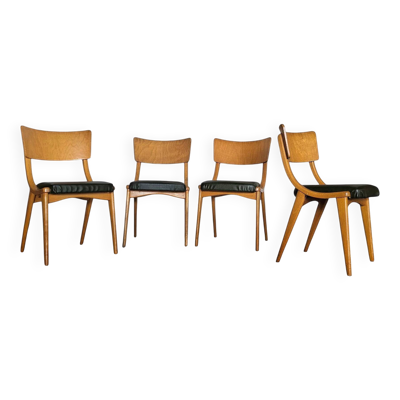 4 chaises de salle à manger en bois, modèle 136, de la marque Stol Kamnik, années 1960, Slovénie