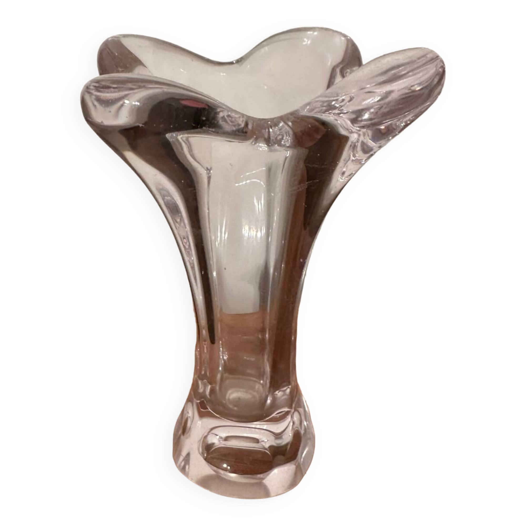 Small corolla vase in crystal from Vannes art-deco period - h 18.5 cm