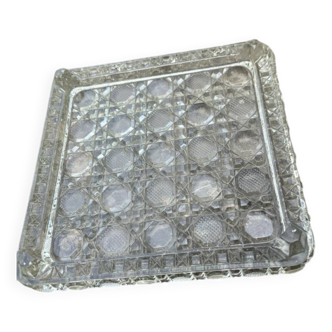Antique molded glass trivet – geometric pattern – Art Deco