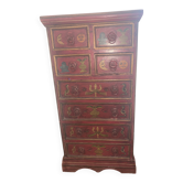 Petit Meuble indien ancien peint à la main – semainier / chiffonnier à 10 t