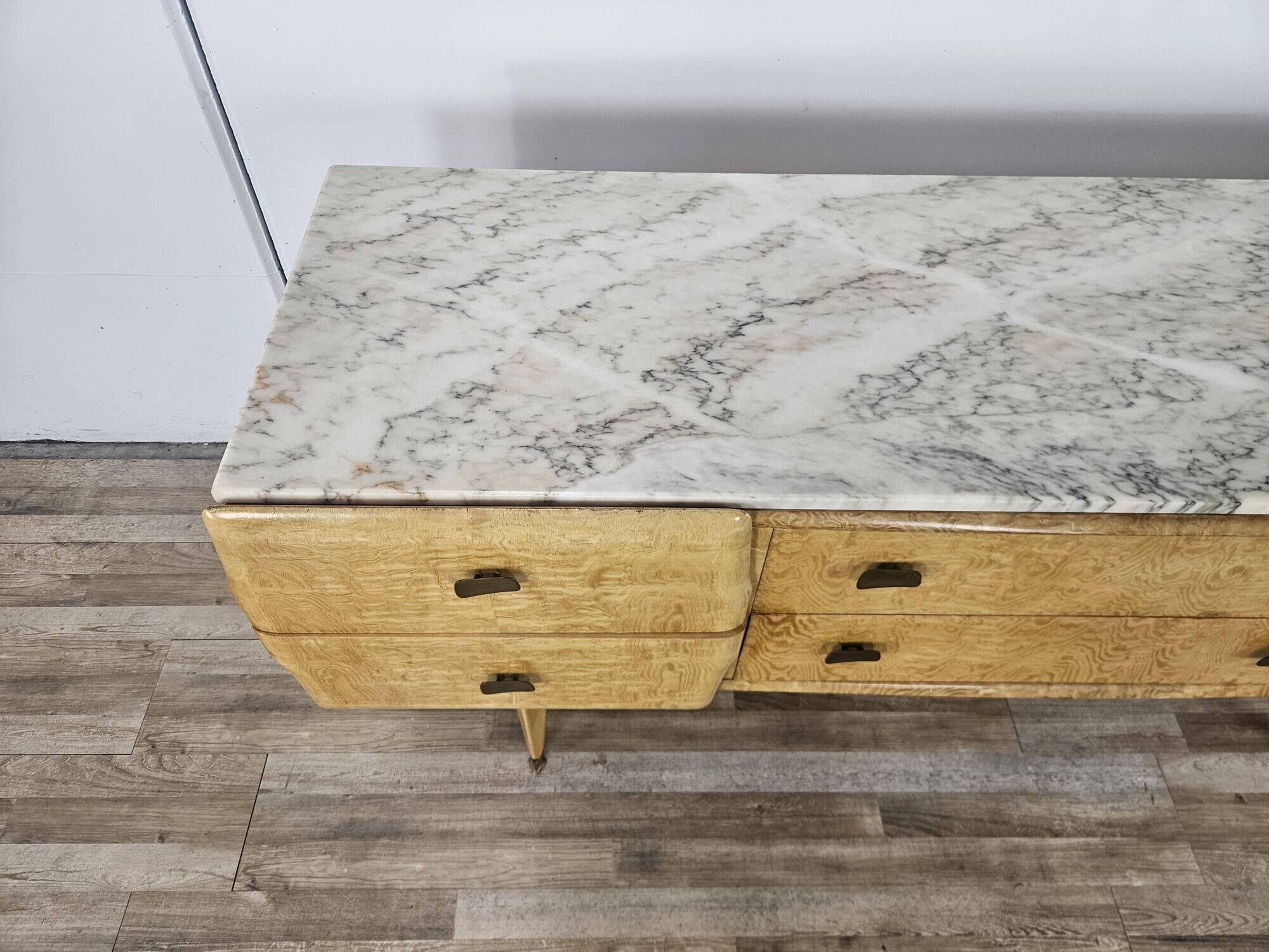 1950s maple chest of drawers with a marble top