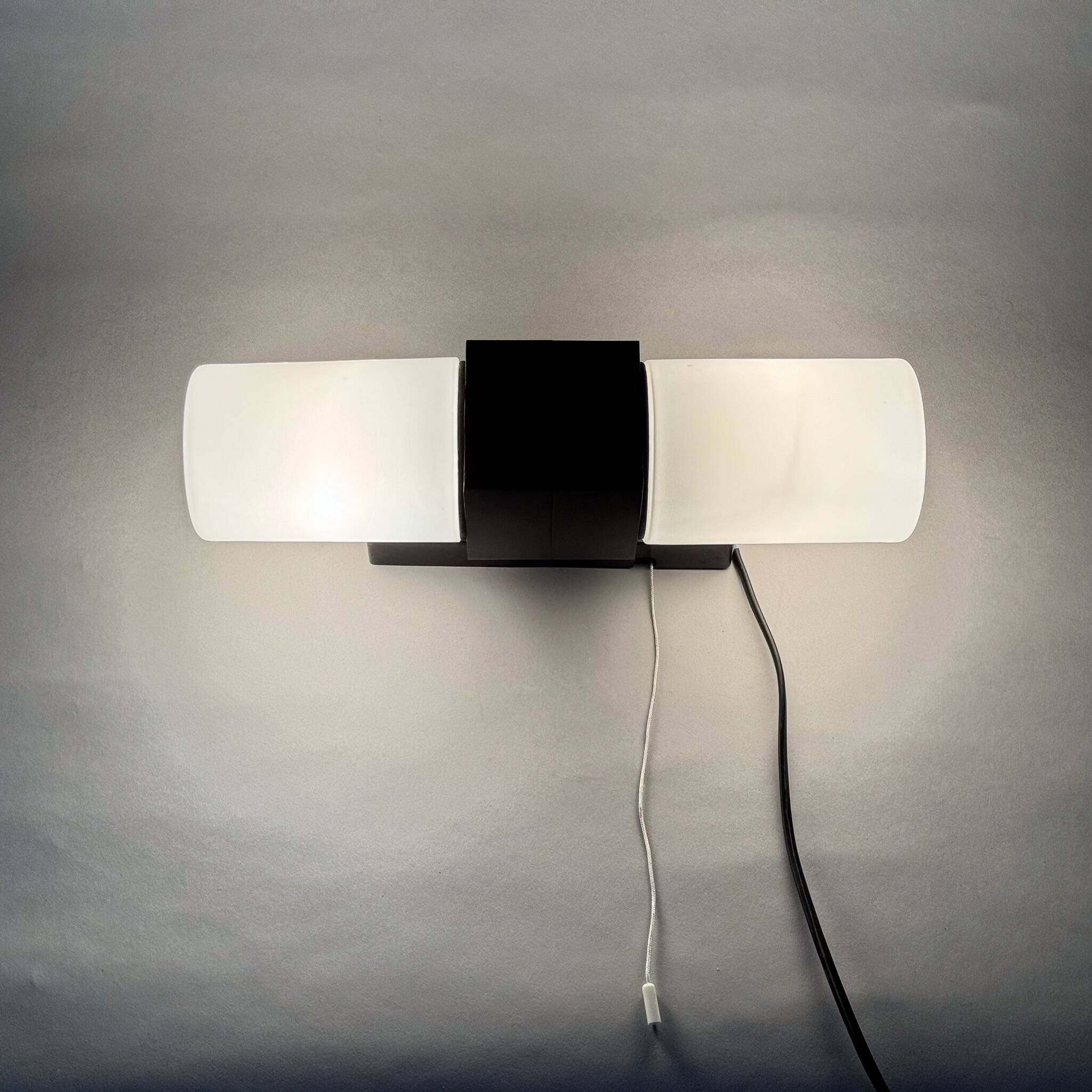 Mid-century Bakelite & Opaline Glass Wall Lamp, Czechoslovakia, 1970's