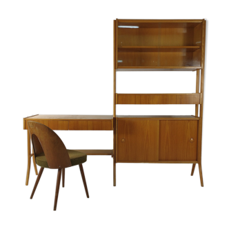 Vintage desk, bookcase & chair by František Jirák, 1970s Set of 3