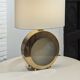 Large brass lamp with fabric shade, 1970