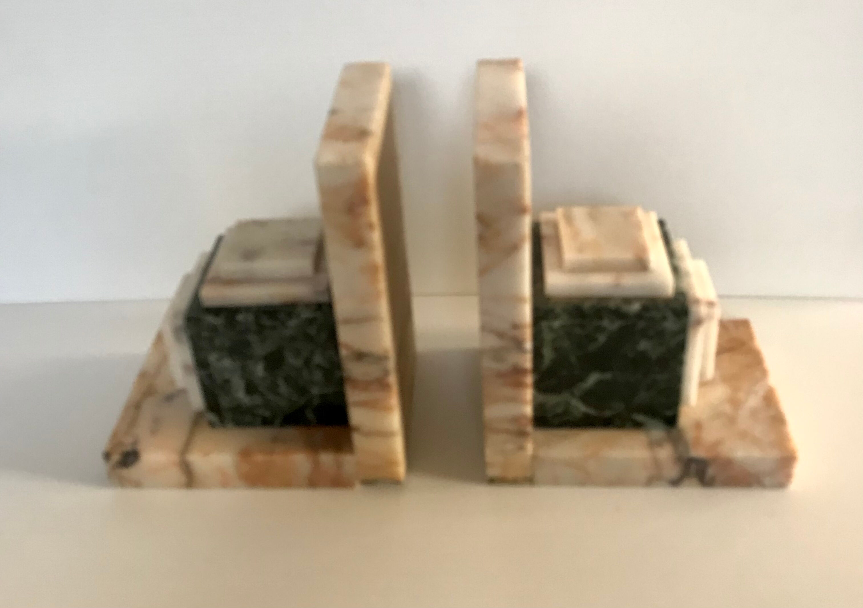 Pair of Art Deco marble book clamts