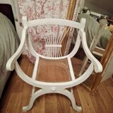 white Dagobert armchair with caning