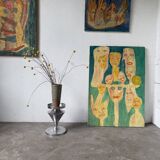 Brushed stainless steel console pedestal 1970