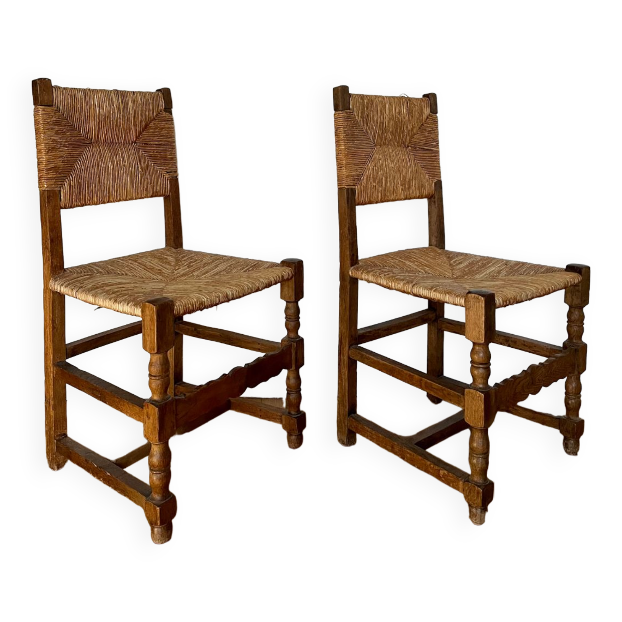 Paire de chaises paillées vintage