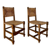 Pair of vintage straw chairs