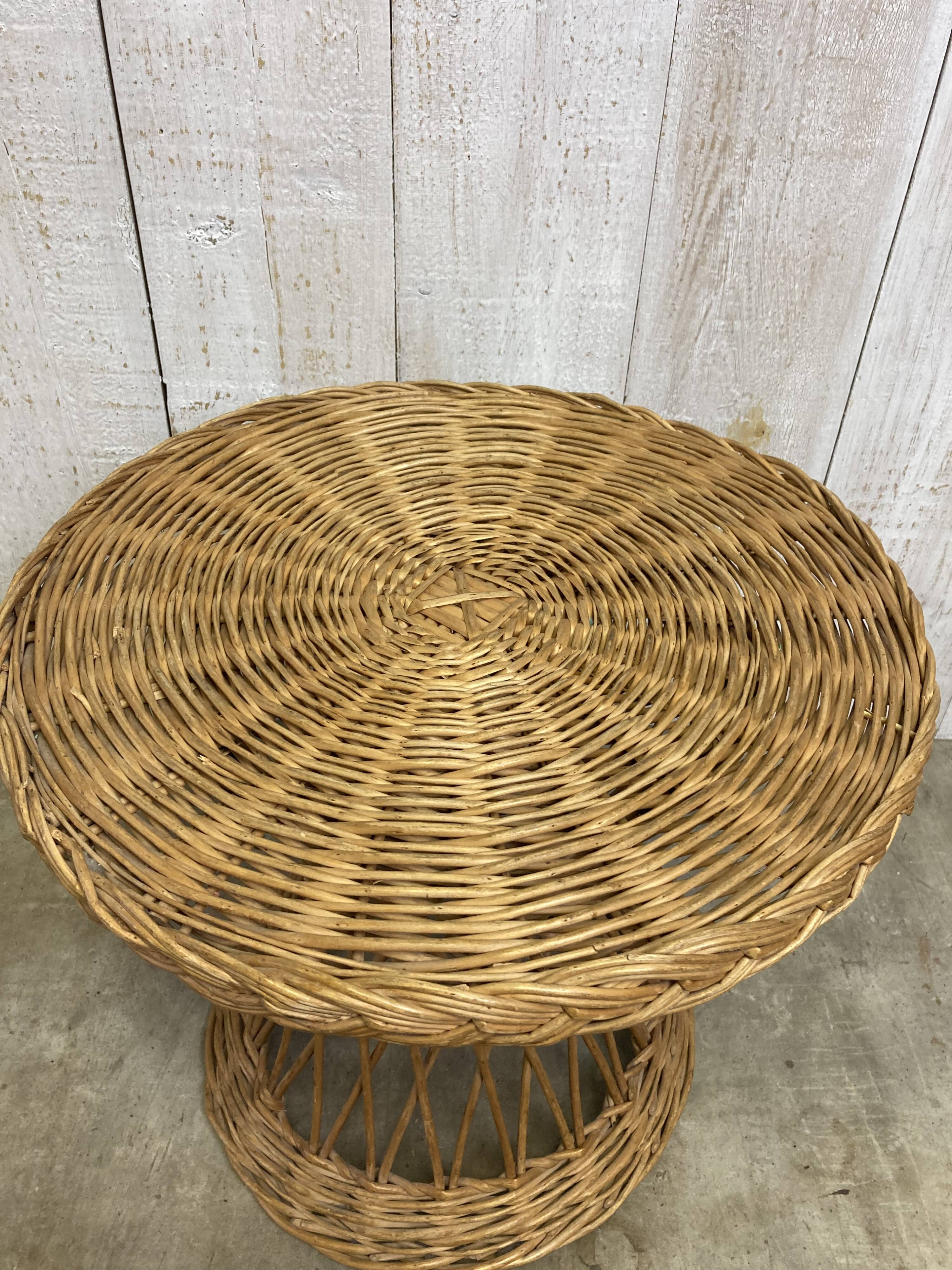 Vintage wicker pedestal table