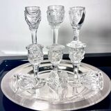 Cabaret set Baccarat 8 glasses and silver plated tray