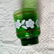 6 verres à liqueur verts décor fleuri blanc vintage