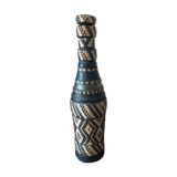 Bottle vase sheathing braided basketry and leather Ethnic Crafts