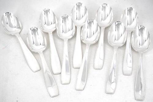 Christofle Atlas model, 10 dessert cutlery sets, 20 pieces, Art Deco, 17.8 cm
