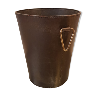 Leather basket by Carl Aubock, 1950s Werkstätte Carl Auböck