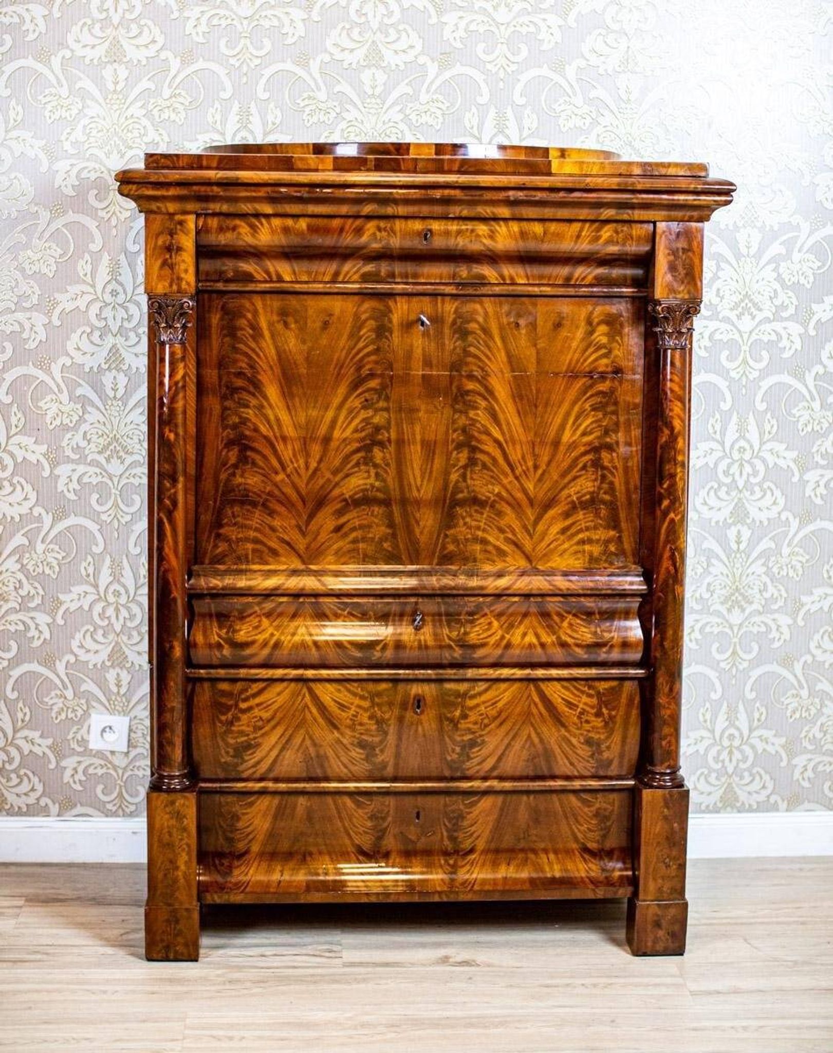 Secrétaire en acajou Biedermeier antique, 1850