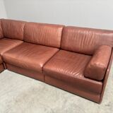 Brown leather modular sofa by De Sede; DS76, 1970s (corner)
