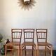 Set of 3 Luterma bistro chairs in beech wood effect canning 40s