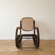 Thonet rocking chair in wood and cane