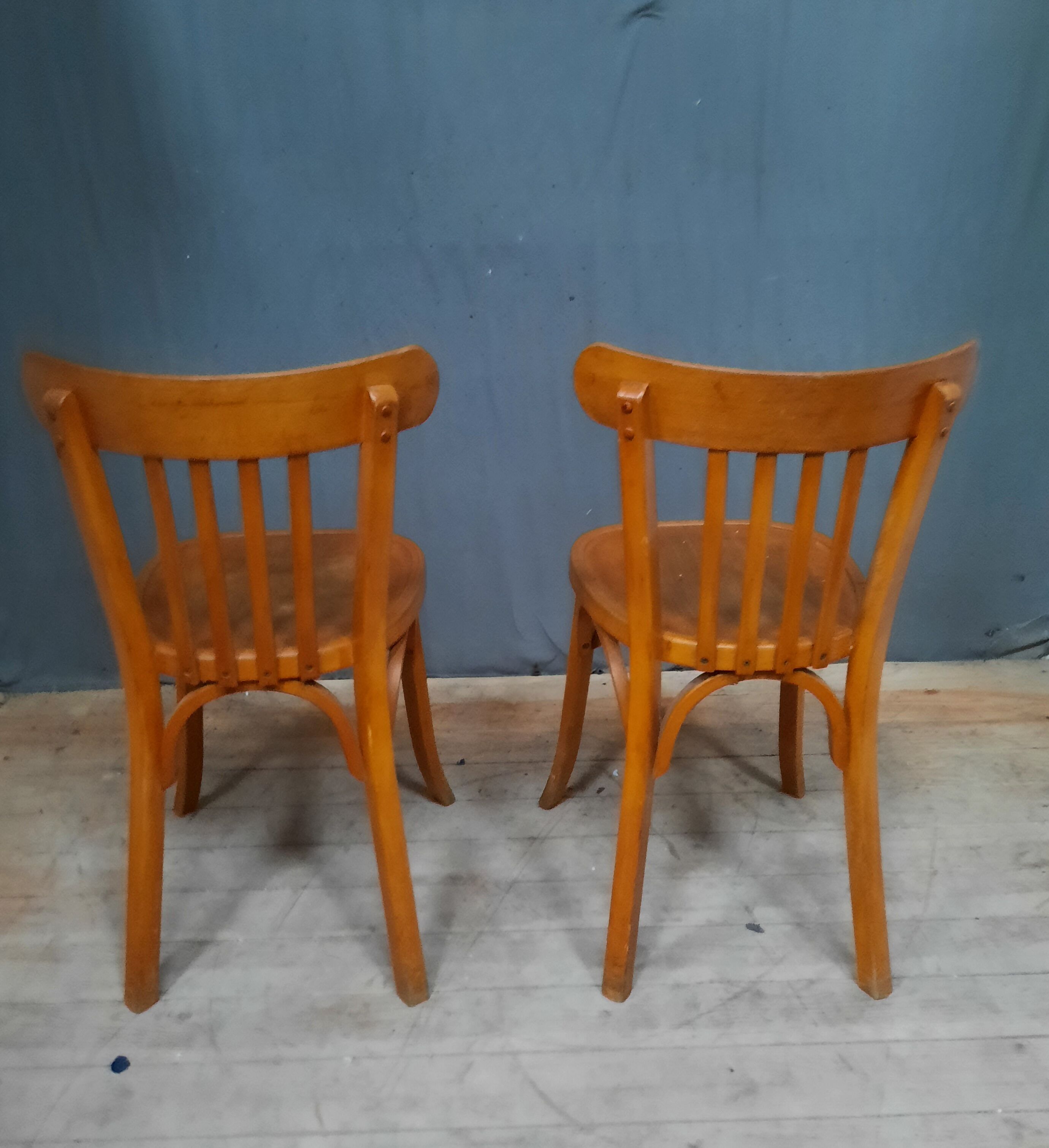 Paire de chaise en bois courbé "Baumann"