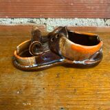 Cendrier ancien Vallauris céramique multicolore forme chaussure vintage