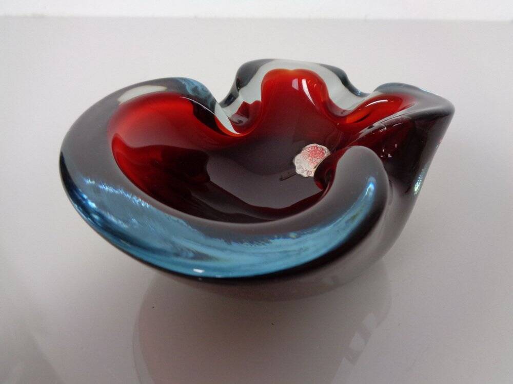 Sommerso Murano Glass Ashtray, Italy, 1960s
