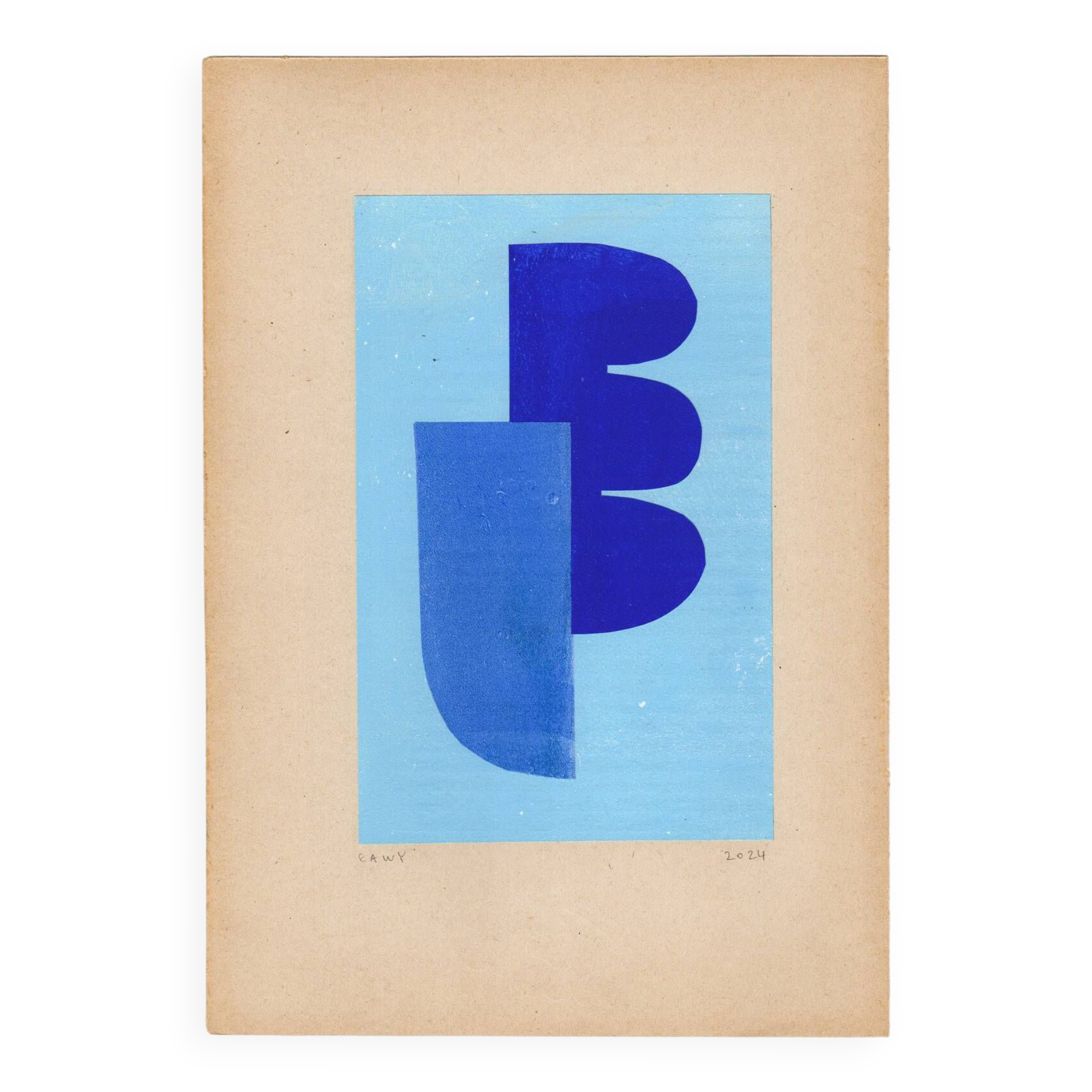 Collage abstrait sur papier ancien - signé Eawy