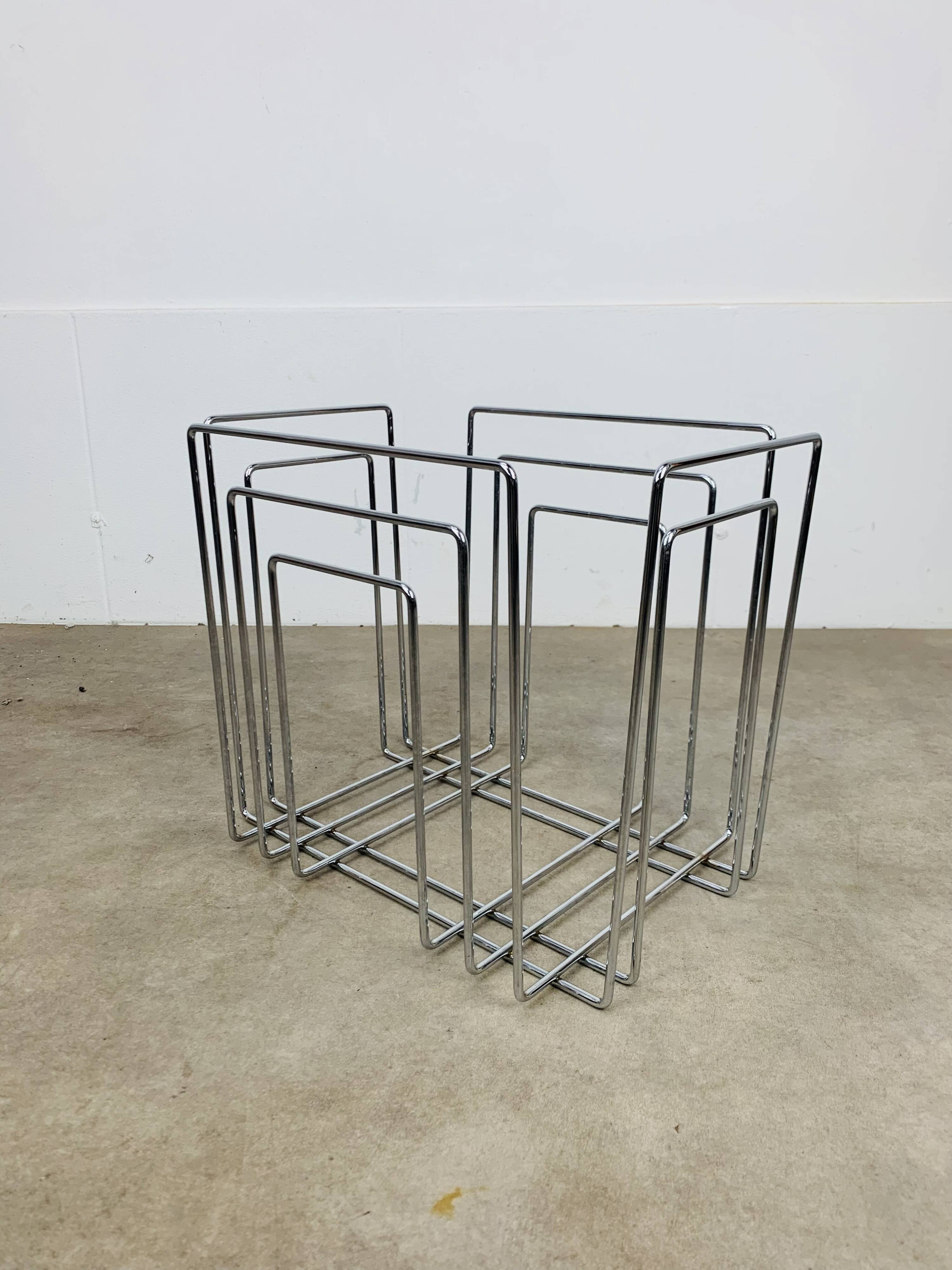 Porte revue en métal chromé par Willi Glaeser pour TMP années 80