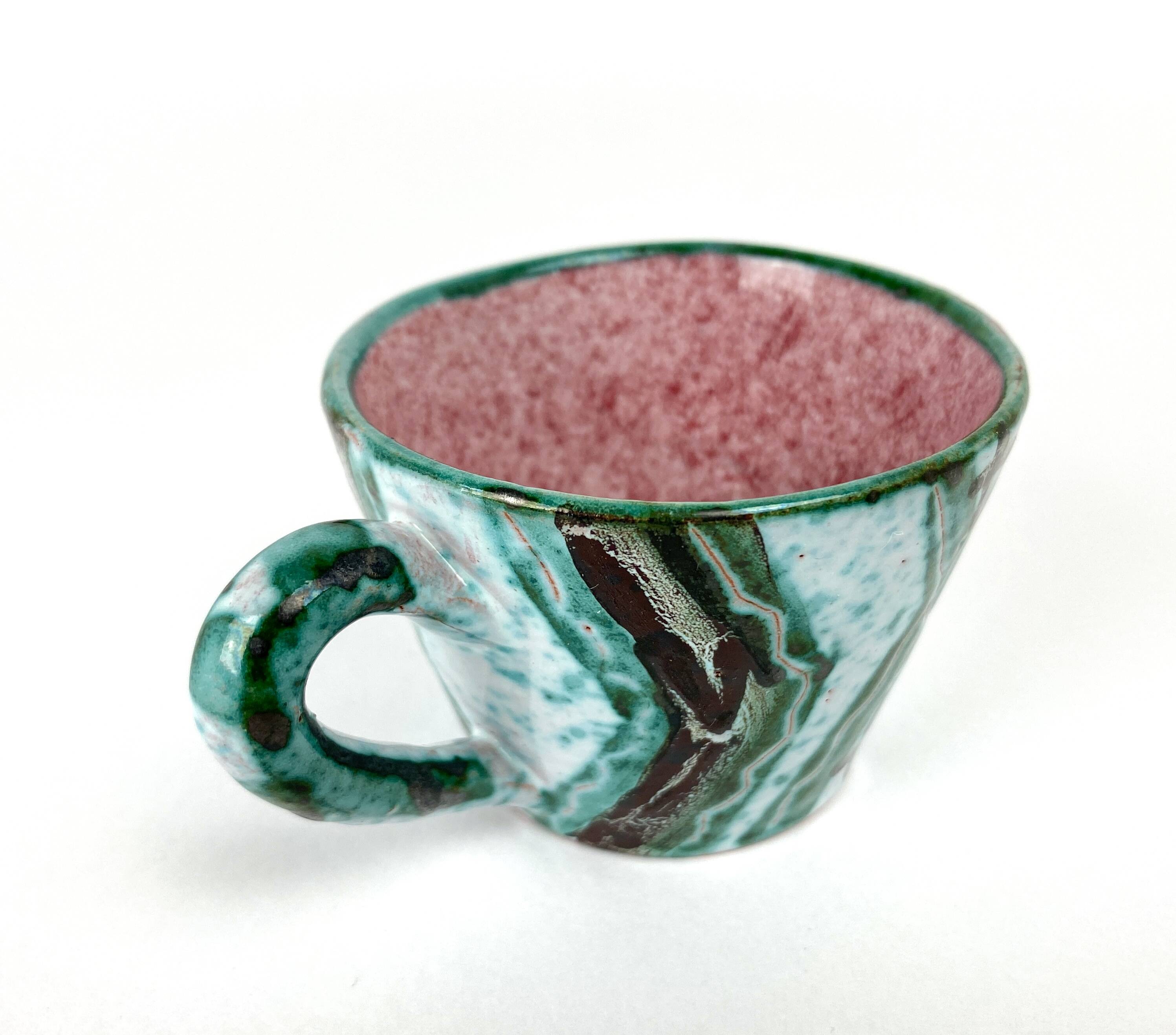 Rare Cup & Saucer Signed Humbert Pittari Vallauris Vintage