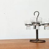 Danish metal and glass candlestick, 1960s