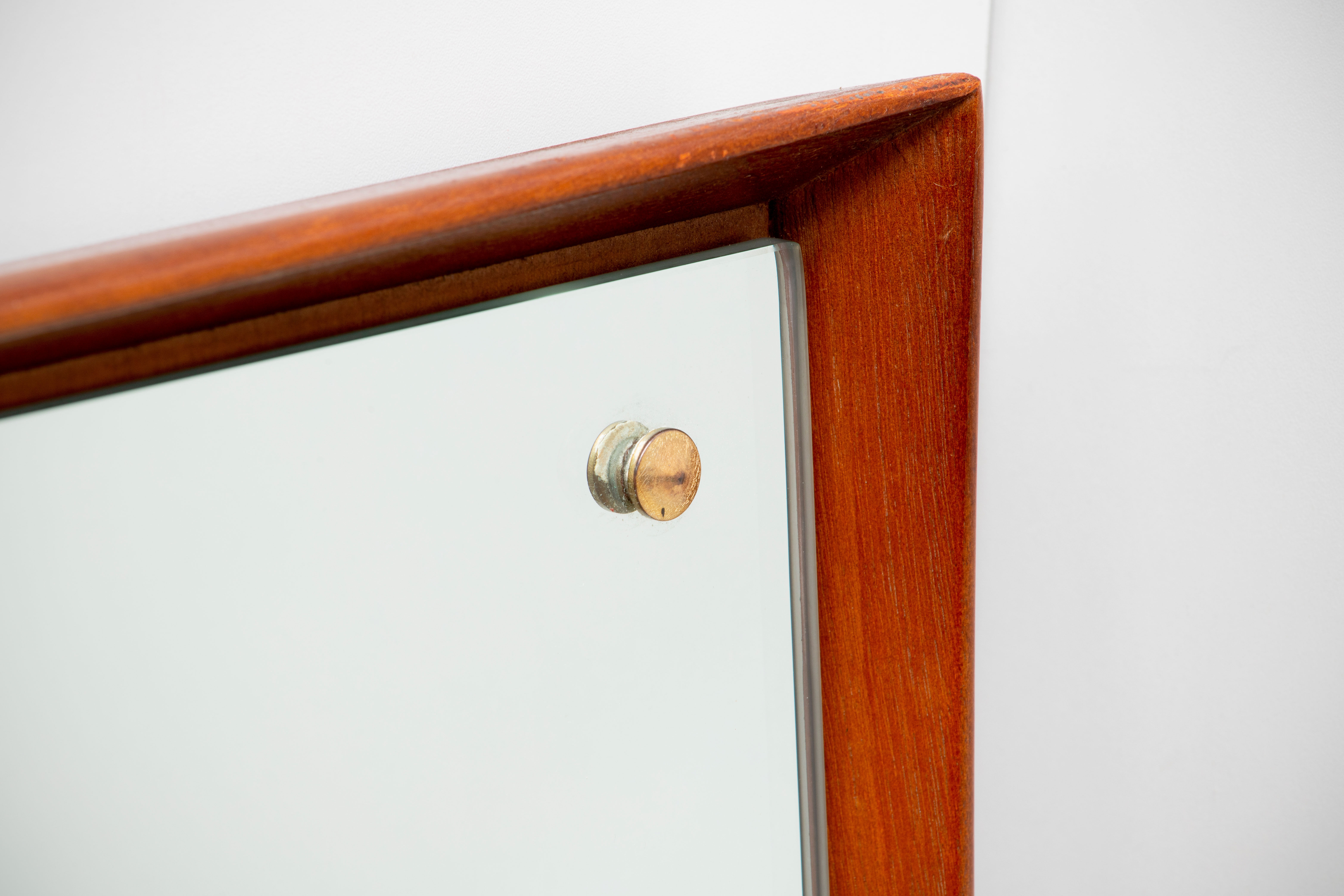 Vintage Scandinavian mirror in teak H 128 cm