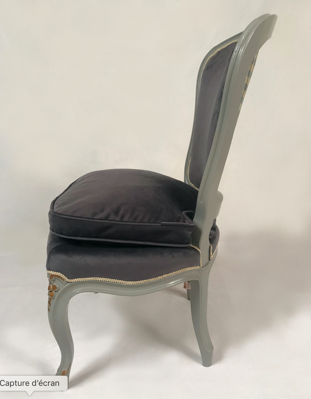 Louis XV style heater lacquered grey wood, rechampi gold