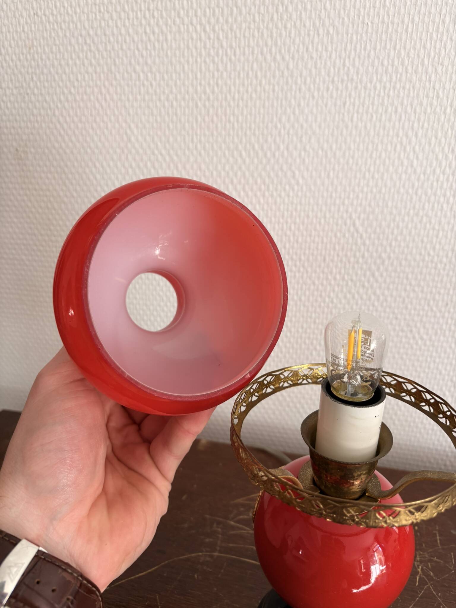 Opaline Table Lamp Florence Italy Fiorentine Vintage 1960 Napoléon III