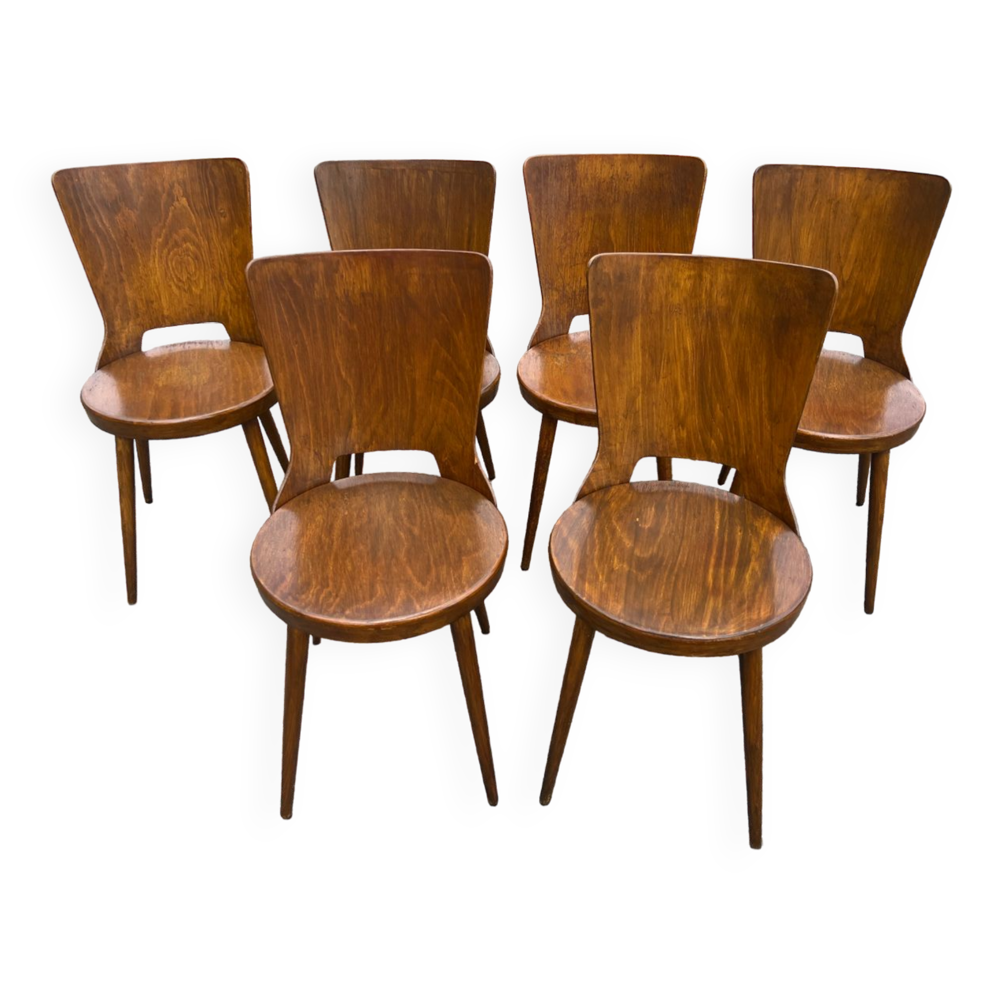 Suite of 6 Baumann chairs Dove model