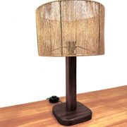 Lampe de table vintage en pin et teck avec nouvel abat-jour, années 70.