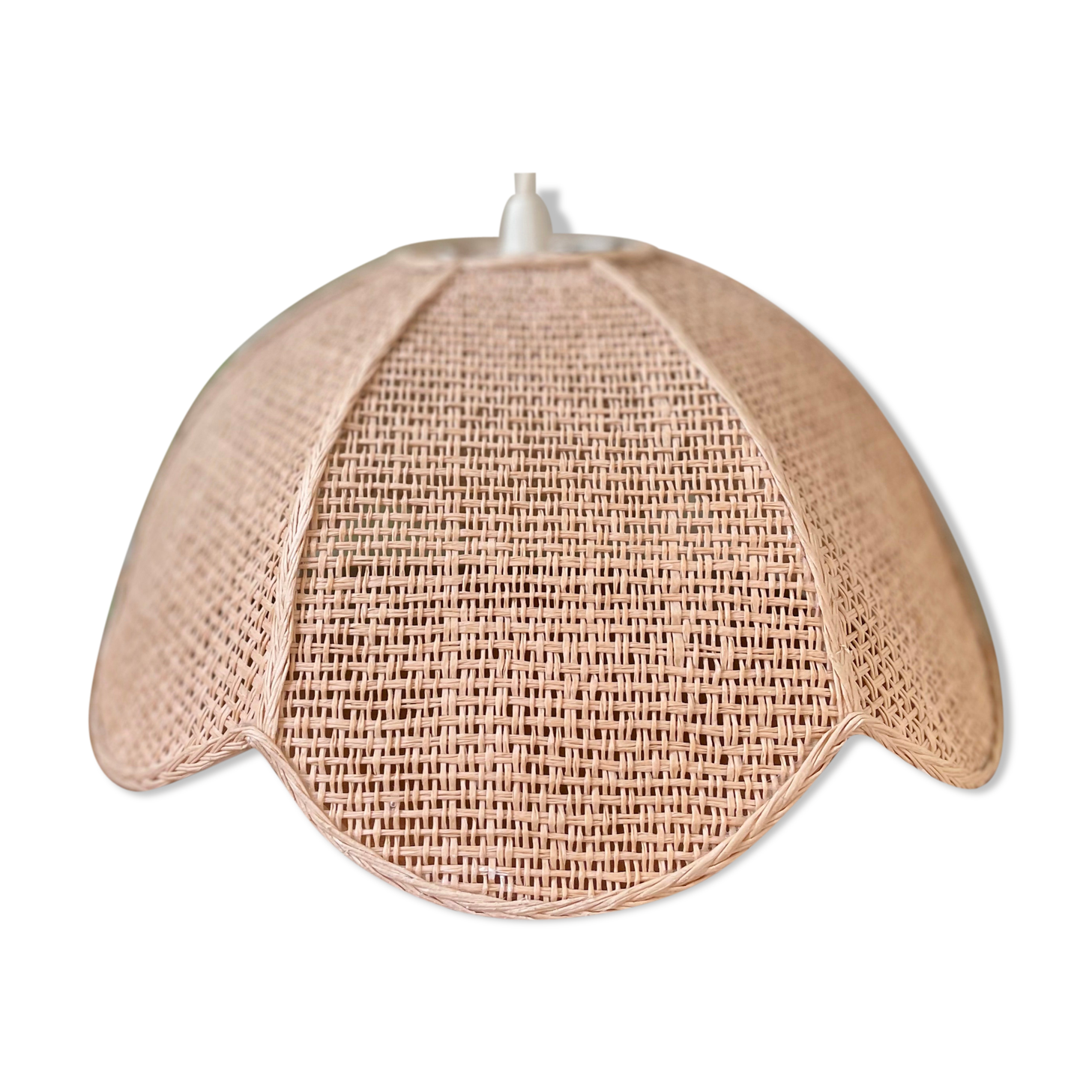 Vintage Pink Rattan Pendant Lamp