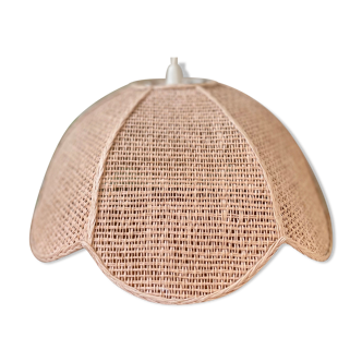 Vintage Pink Rattan Pendant Lamp
