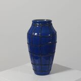 Vintage ceramic vase in fat lava style, Memphis spider web.