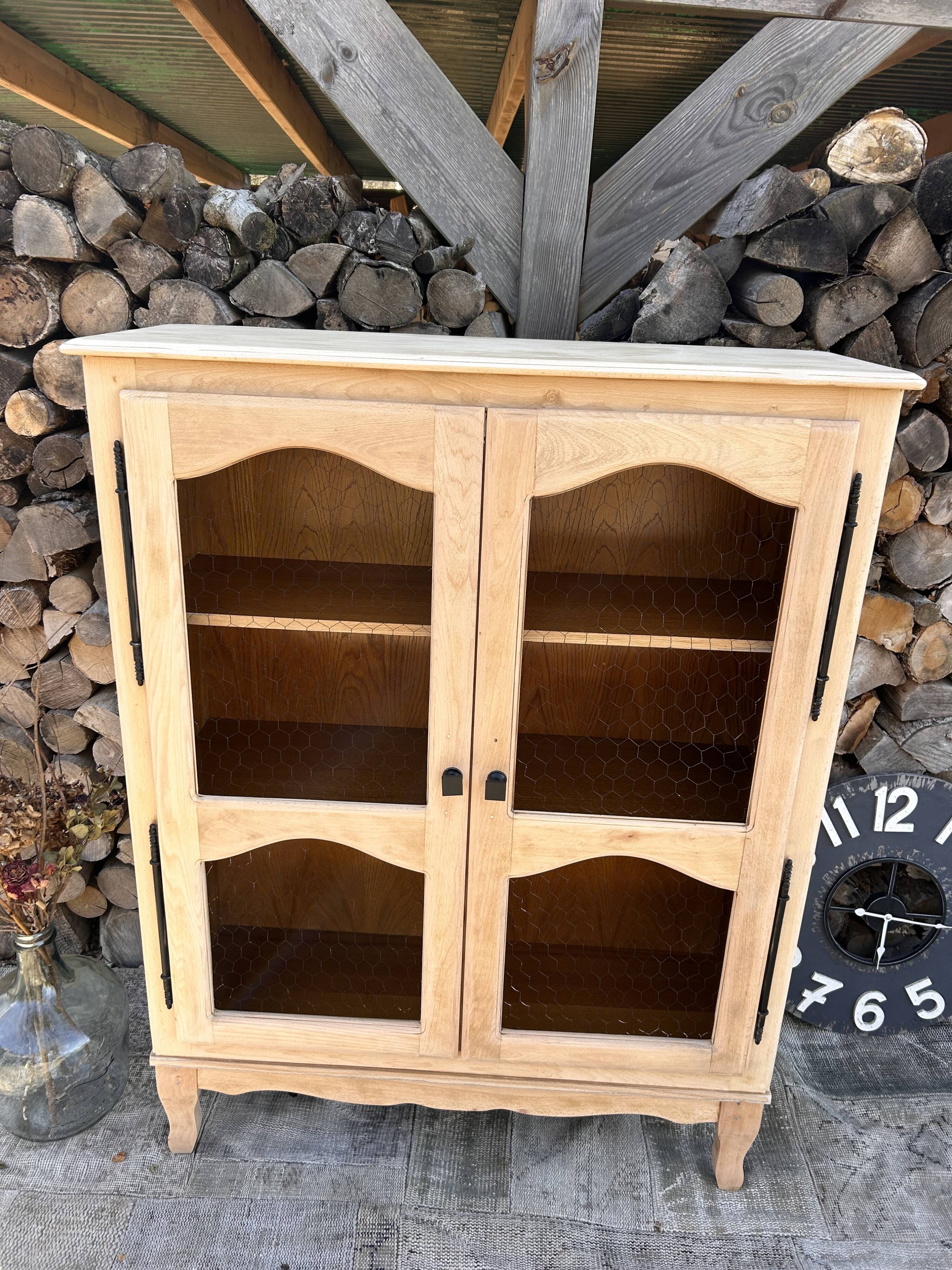 Refurbished solid wood display cabinet/sideboard